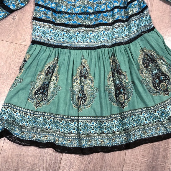 Free People Women’s Paisley Tunic V Neck Size S Ballon Sleeve - Picture 4 of 7